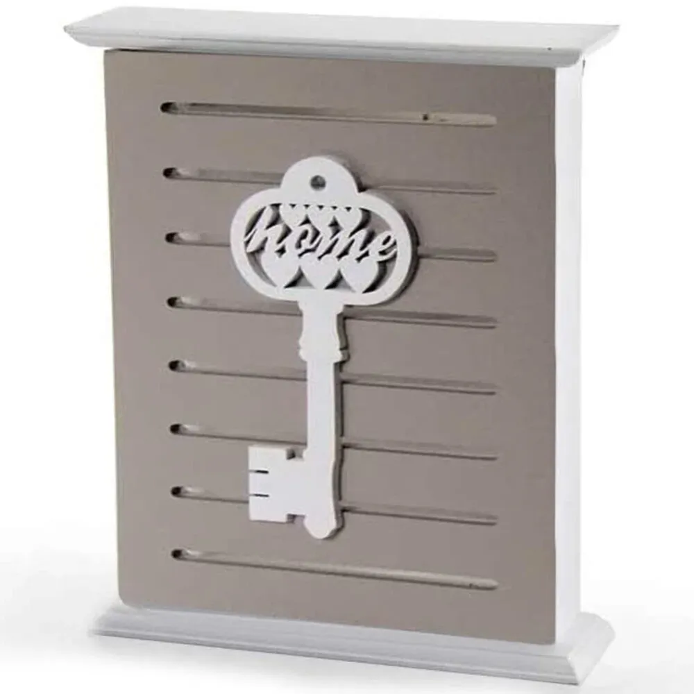Armadietto Portachiavi da Parete Legno Decoro Chiave con Scritta 20x5.8x24 cm