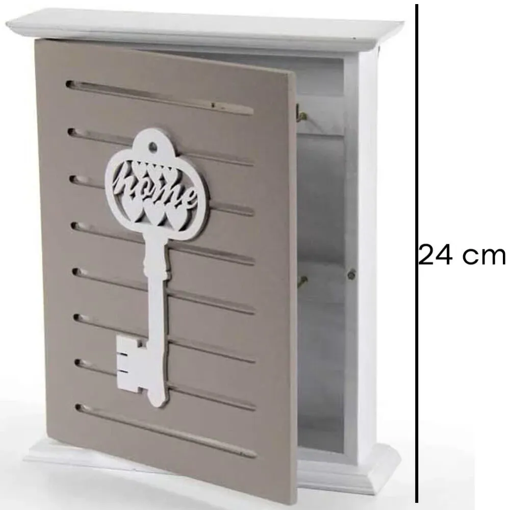 Armadietto Portachiavi da Parete Legno Decoro Chiave con Scritta 20x5.8x24 cm