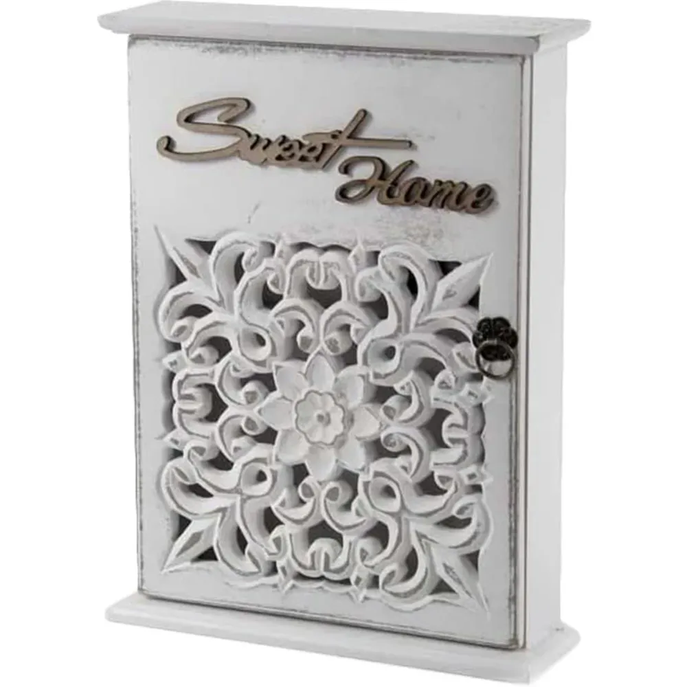 Armadietto Portachiavi da Parete Legno Design Floreale Dimensioni 20x6x26H cm