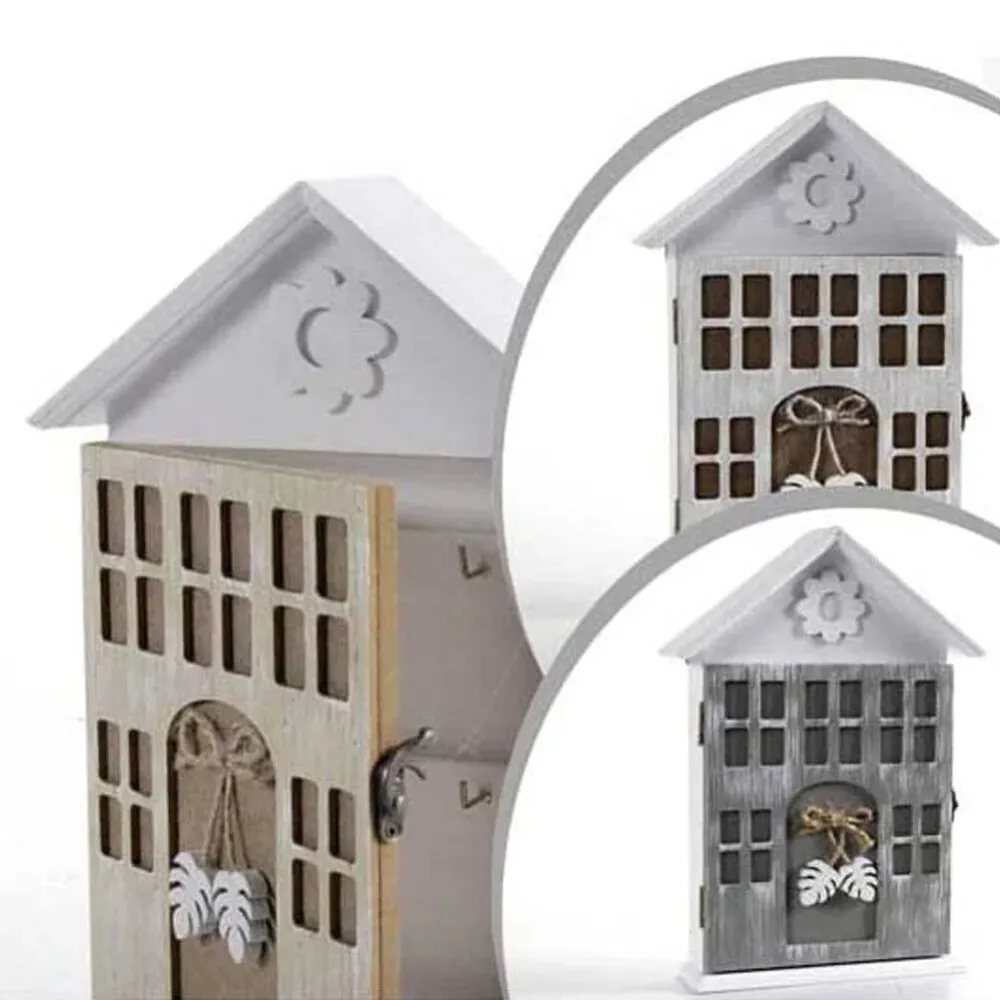 Casetta Portachiavi da Parete Legno Armadietto Shabby Chic 19 x 5 x 26H cm