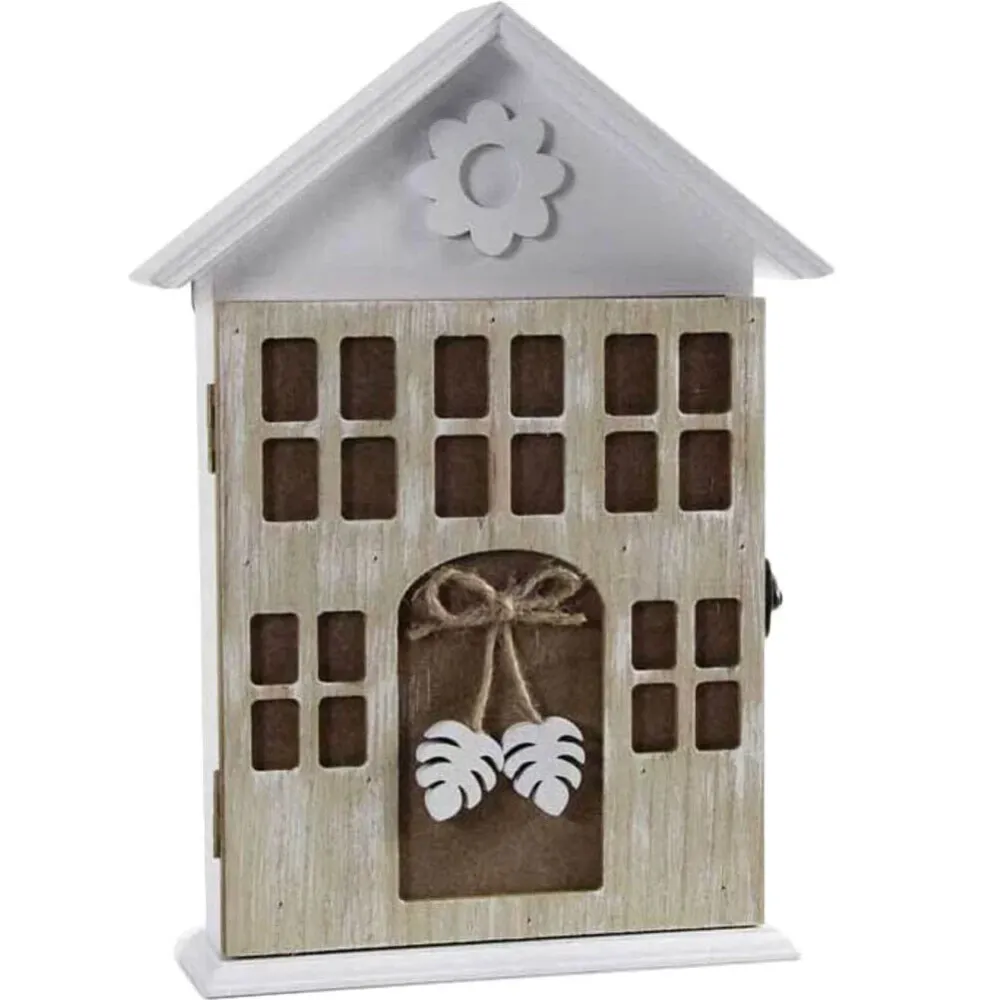 Casetta Portachiavi da Parete Legno Armadietto Shabby Chic 19 x 5 x 26H cm
