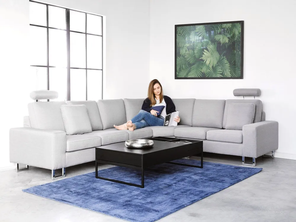 Divano angolare innovativo tessuto grigio chiaro versione sinistra STOCKHOLM