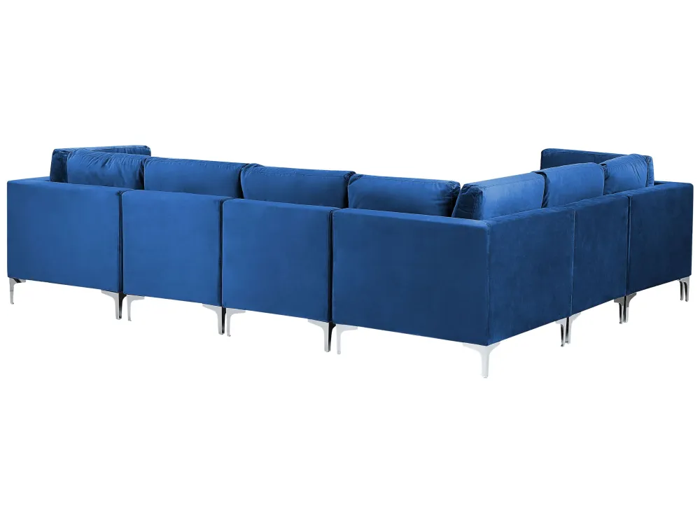 Divano angolare modulare 6 posti velluto blu marino destro EVJA