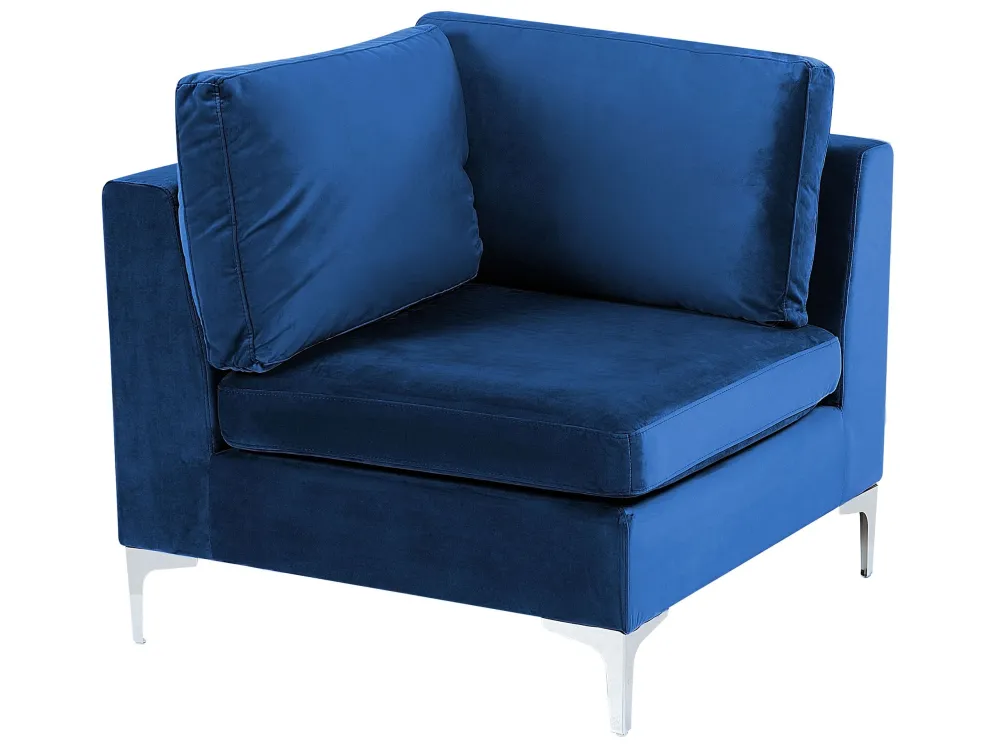 Divano angolare modulare 6 posti velluto blu marino destro EVJA