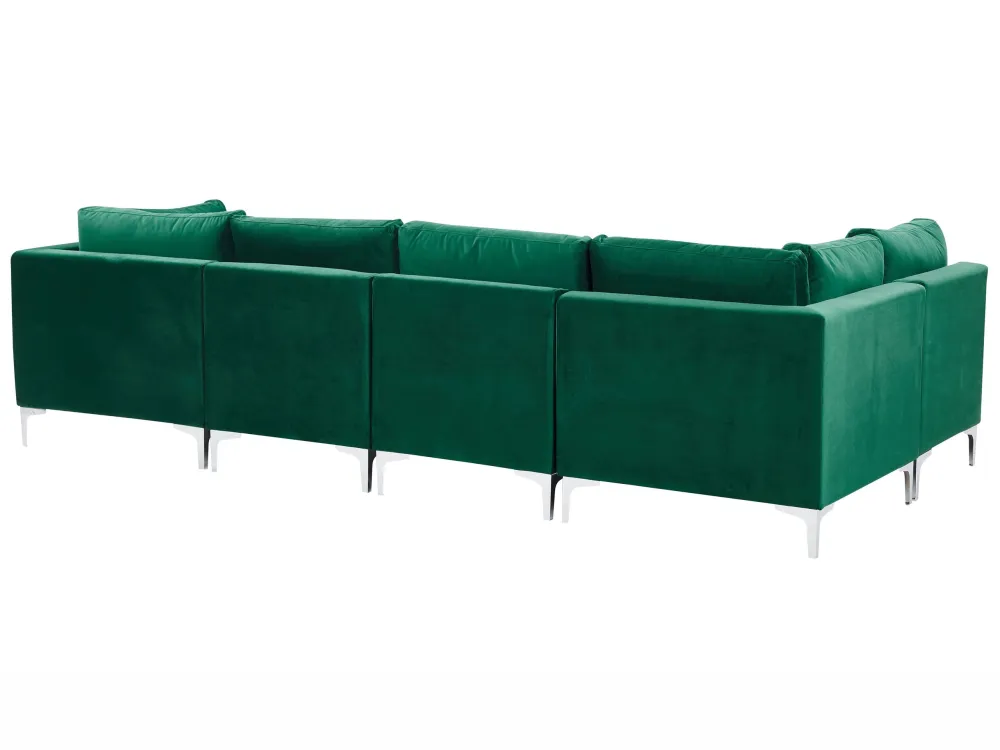 Divano angolare modulare 5 posti velluto verde versione destra EVJA