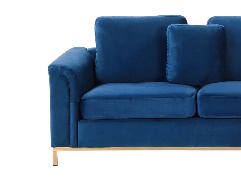 Divano angolare sinistro tessuto vellutato blu OSLO