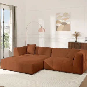 Divano Angolo asinistra Velluto coste Terracotta NAEMIA di Maison Céphy