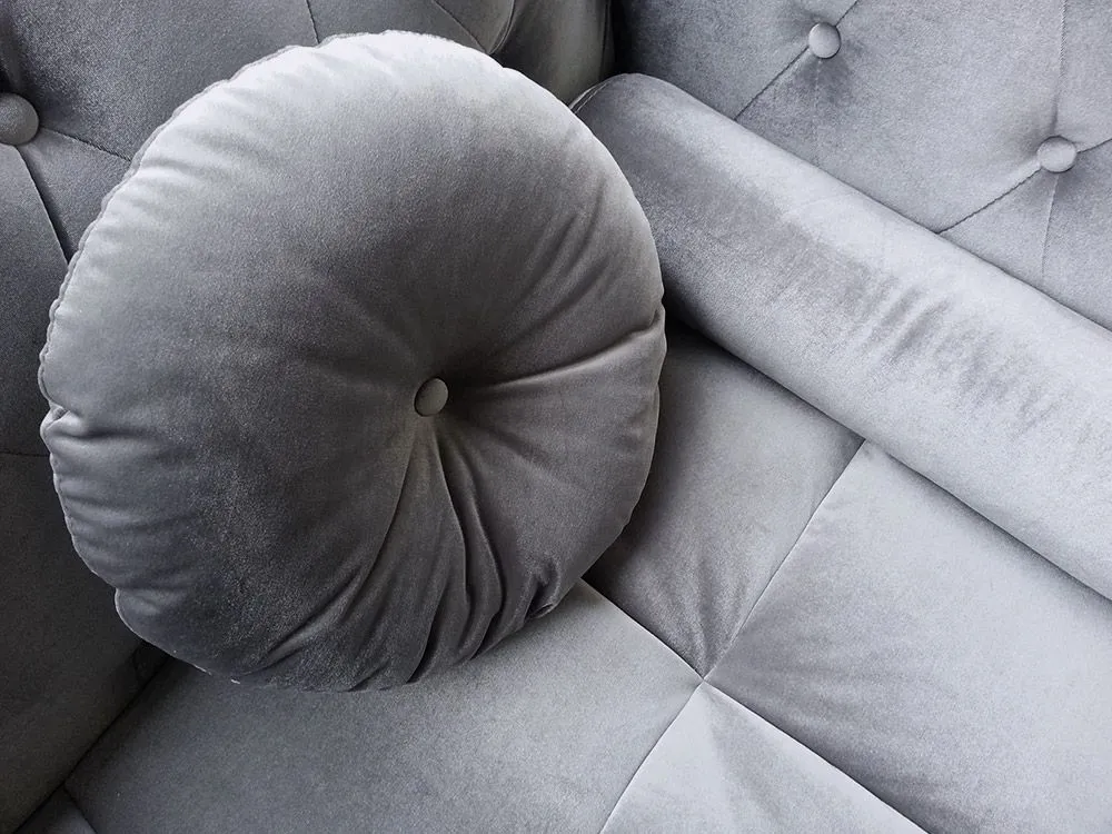 Divano ad angolo Brittish stile Chesterfield velluto argento
