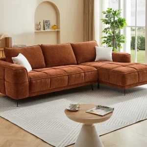Divano angolo destra Tessuto testurizzato colore terracotta KIPAMBA