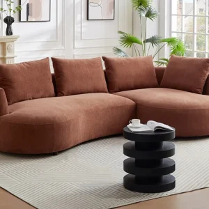 Divano angolo destra Velluto testurizzato colore Terracotta LOUSADO