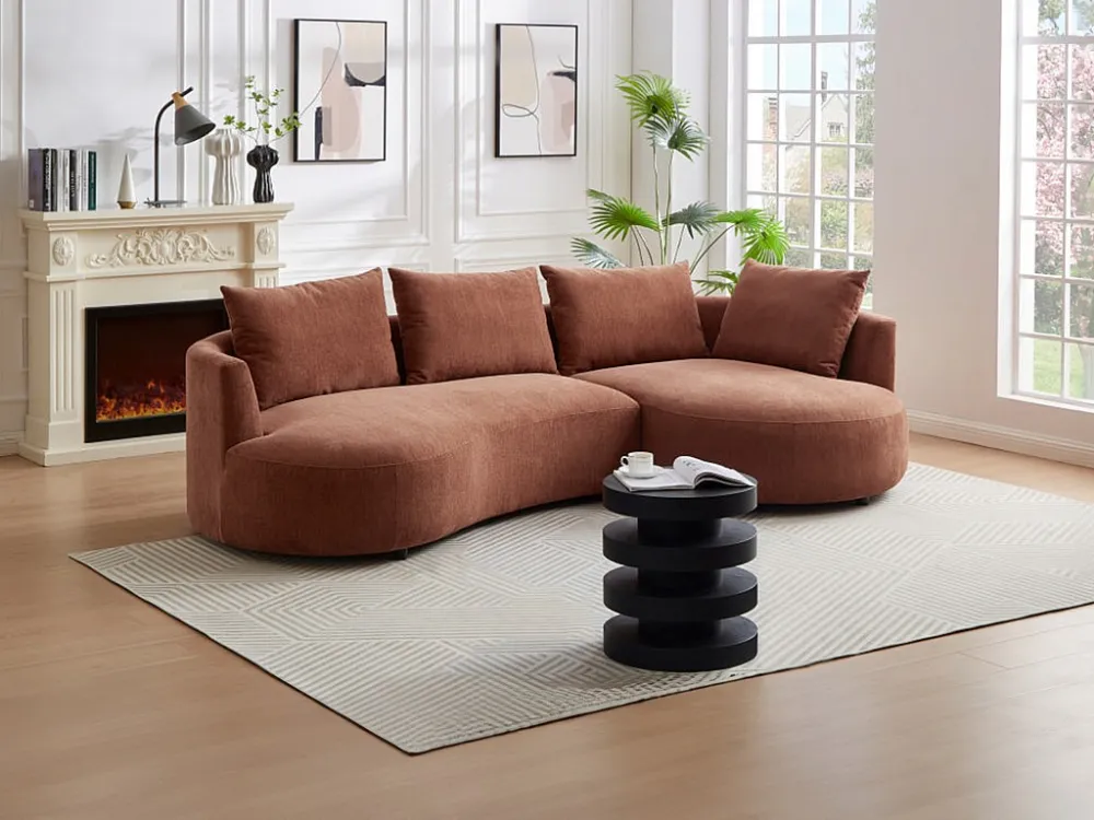 Divano angolo destra Velluto testurizzato colore Terracotta LOUSADO