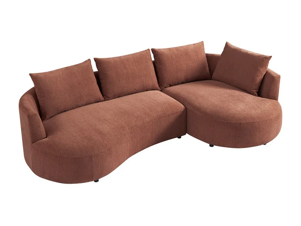Divano angolo destra Velluto testurizzato colore Terracotta LOUSADO