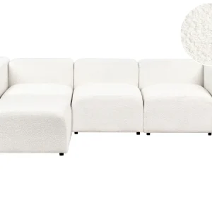 Divano componibile bouclé bianco 3 posti con pouf FALSTERBO