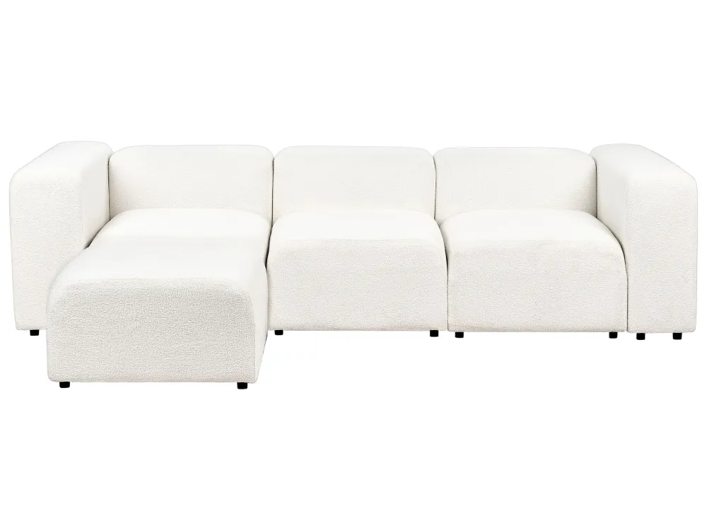 Divano componibile bouclé bianco 3 posti con pouf FALSTERBO