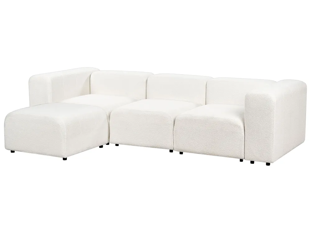 Divano componibile bouclé bianco 3 posti con pouf FALSTERBO