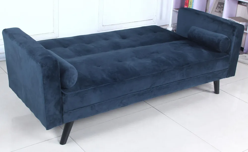 Divano convertibile scandinavo Slow velluto blu