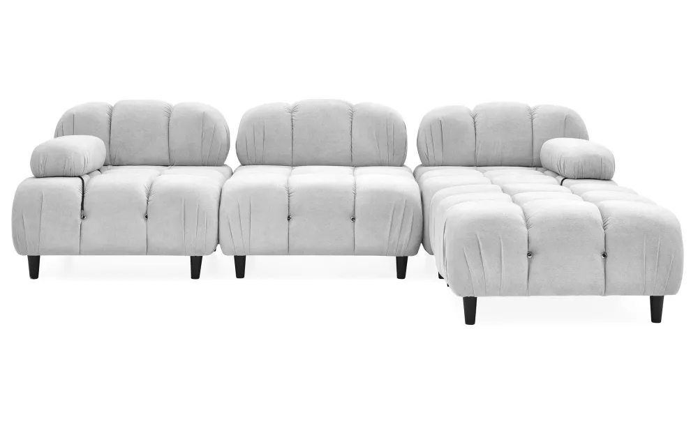 Divano di design Hollywood componibile e trasformabile Tessuto morbido Grigio distinto