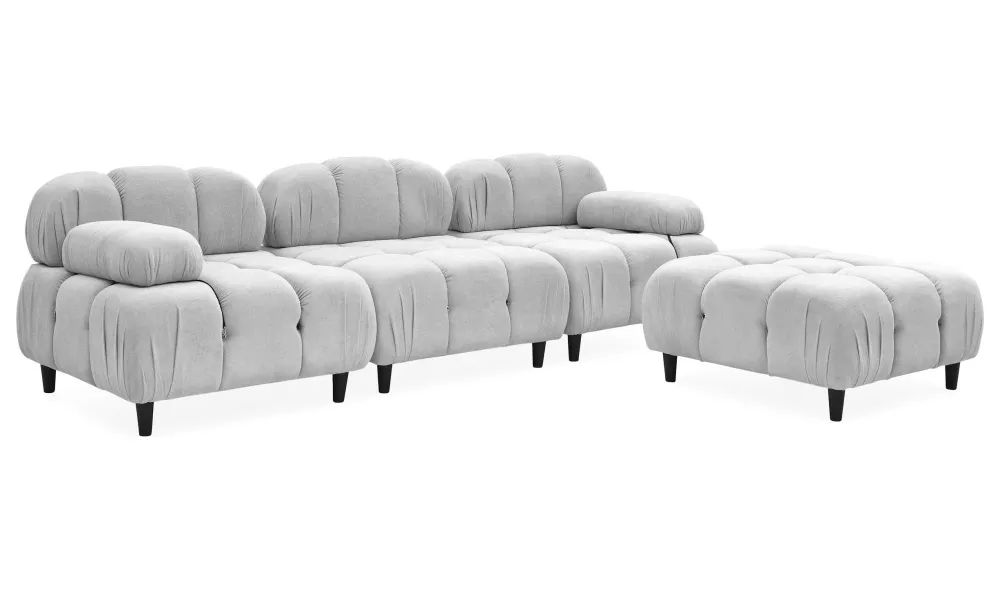 Divano di design Hollywood componibile e trasformabile Tessuto morbido Grigio distinto