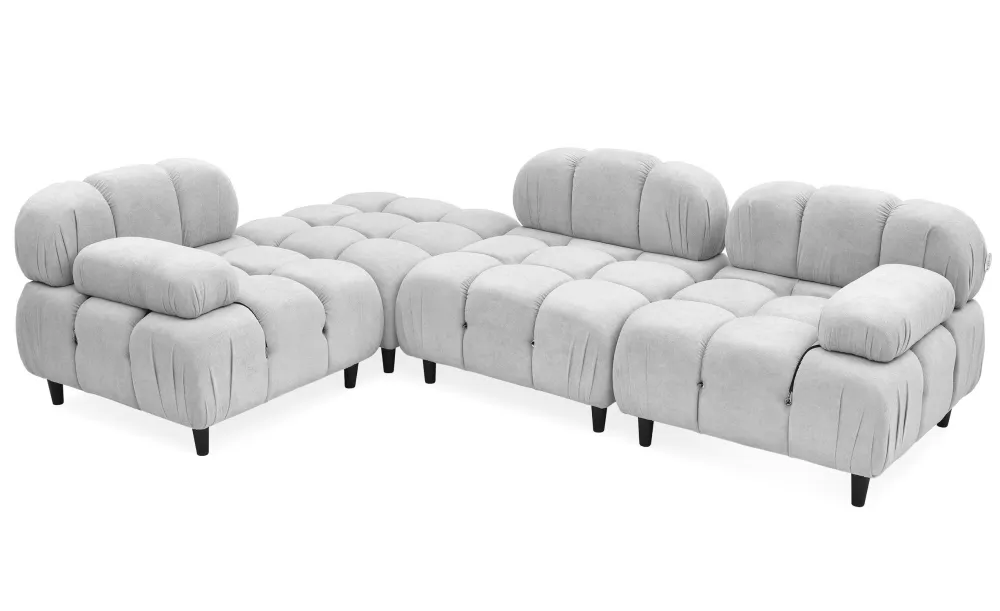 Divano di design Hollywood componibile e trasformabile Tessuto morbido Grigio distinto