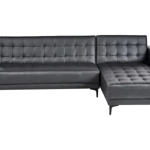 Divano letto angolare pelle sintetica nera versione sinistra ABERDEEN