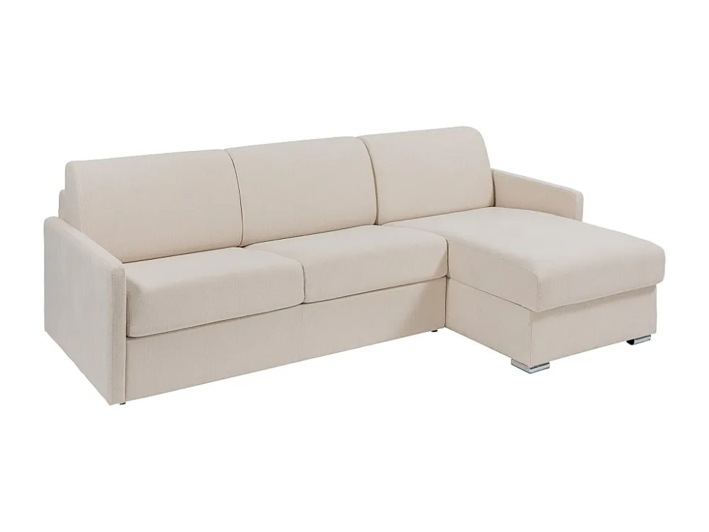 Divano letto angolare ribalta Tessuto Sabbia Posto letto 140 cm Materasso 14 cm CALIFE