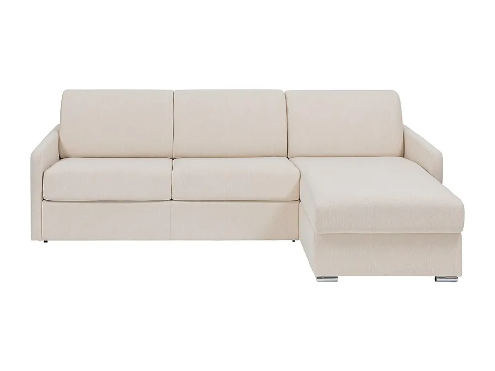 Divano letto angolare ribalta Tessuto Sabbia Posto letto 140 cm Materasso 14 cm CALIFE