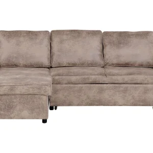 Divano letto angolare similpelle marrone versione destra NESNA