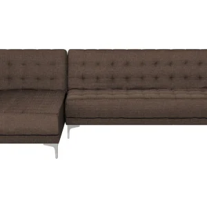 Divano letto angolare tessuto marrone ombroso versione destra ABERDEEN
