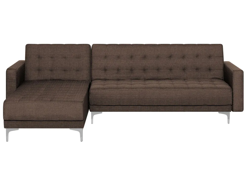 Divano letto angolare tessuto marrone ombroso versione destra ABERDEEN