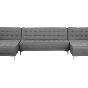 Divano letto forma di U tessuto grigio trasparente ABERDEEN