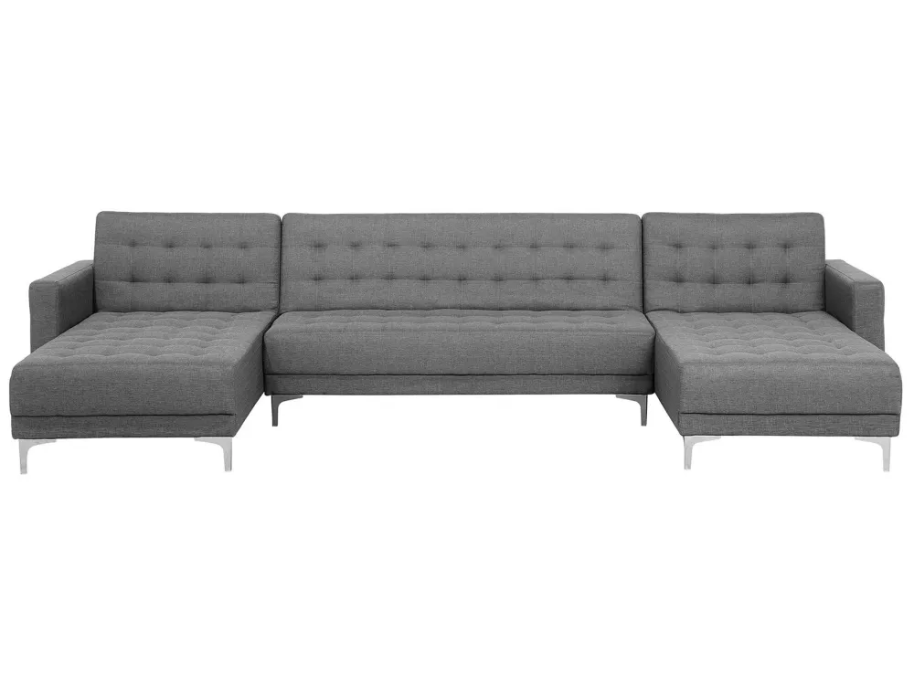 Divano letto forma di U tessuto grigio trasparente ABERDEEN