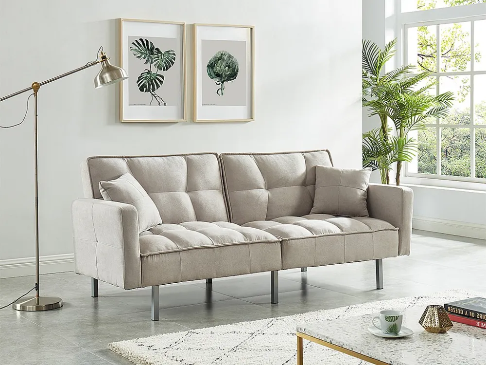Divano letto 3 posti clic-clac tessuto grigio MINEY