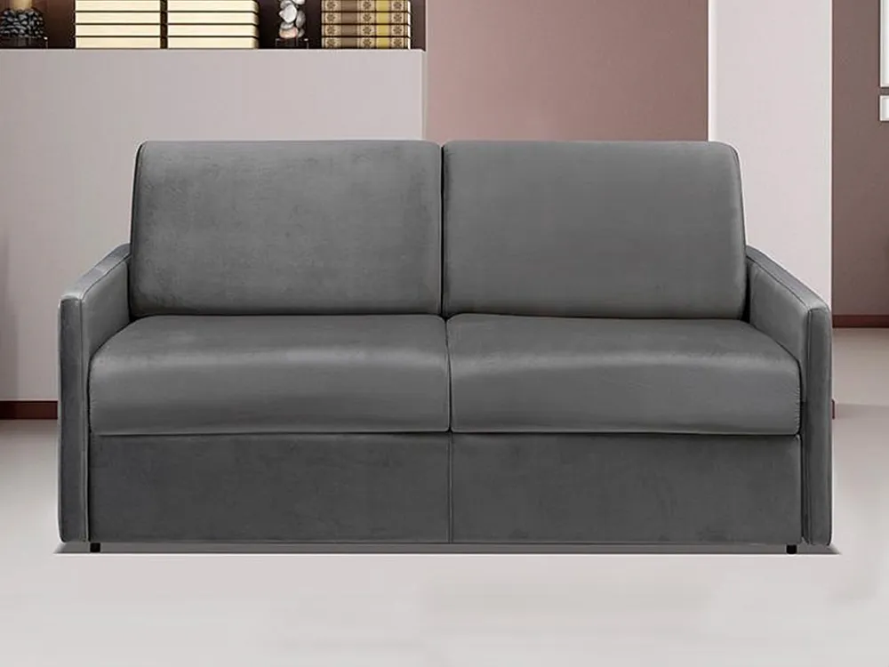 Divano letto 3 posti ribalta Materasso 14 cm Schiuma e Velluto Antracite CALIFE