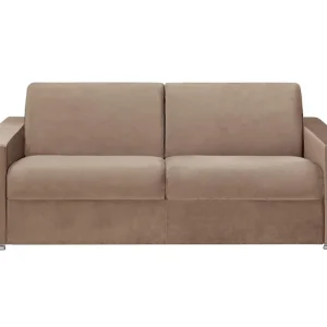 Divano letto 4 posti ribalta materasso - 18 cm Velluto Crema CALITO