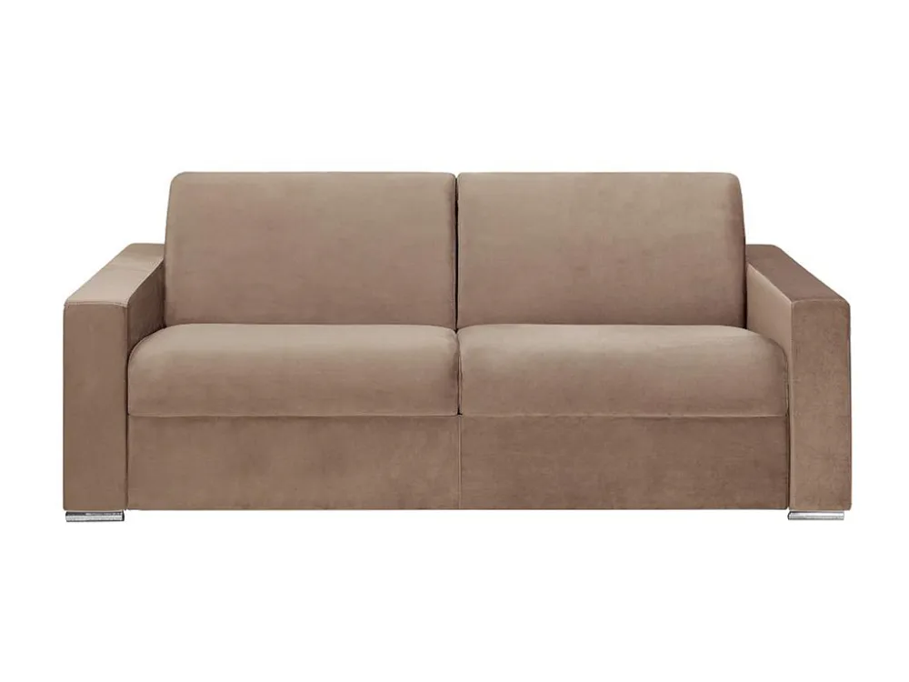 Divano letto 4 posti ribalta materasso - 18 cm Velluto Crema CALITO