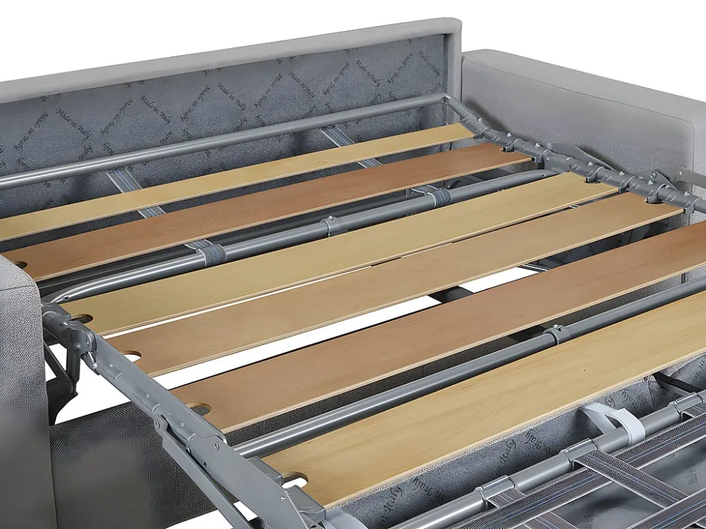 Divano letto 4 posti ribalta materasso - 18 cm Velluto Crema CALITO