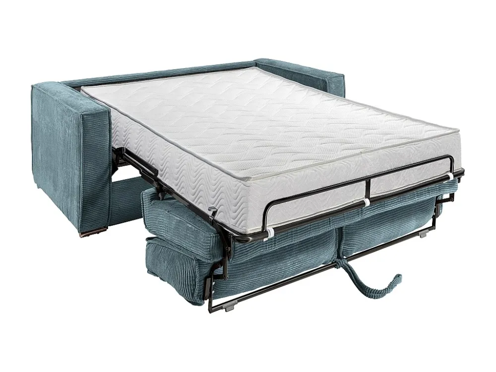 Divano letto 3 posti ribalta Velluto coste Turchese LORETO