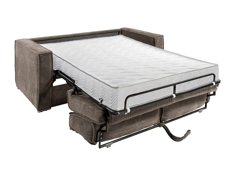 Divano letto 4 posti ribalta Velluto coste Marrone LORETO
