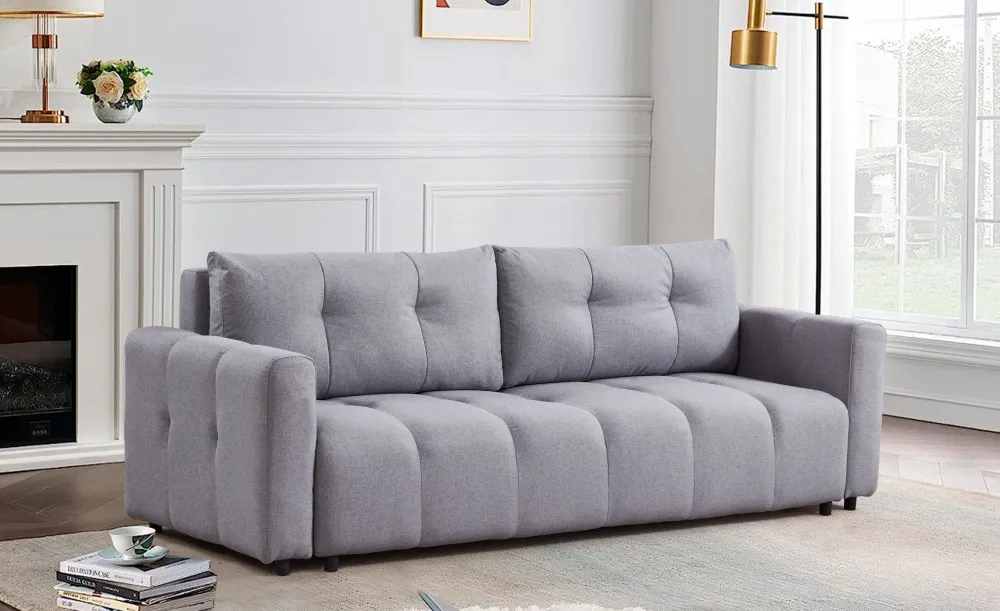 Divano letto 3 posti Stylian Tessuto Grigio distinto