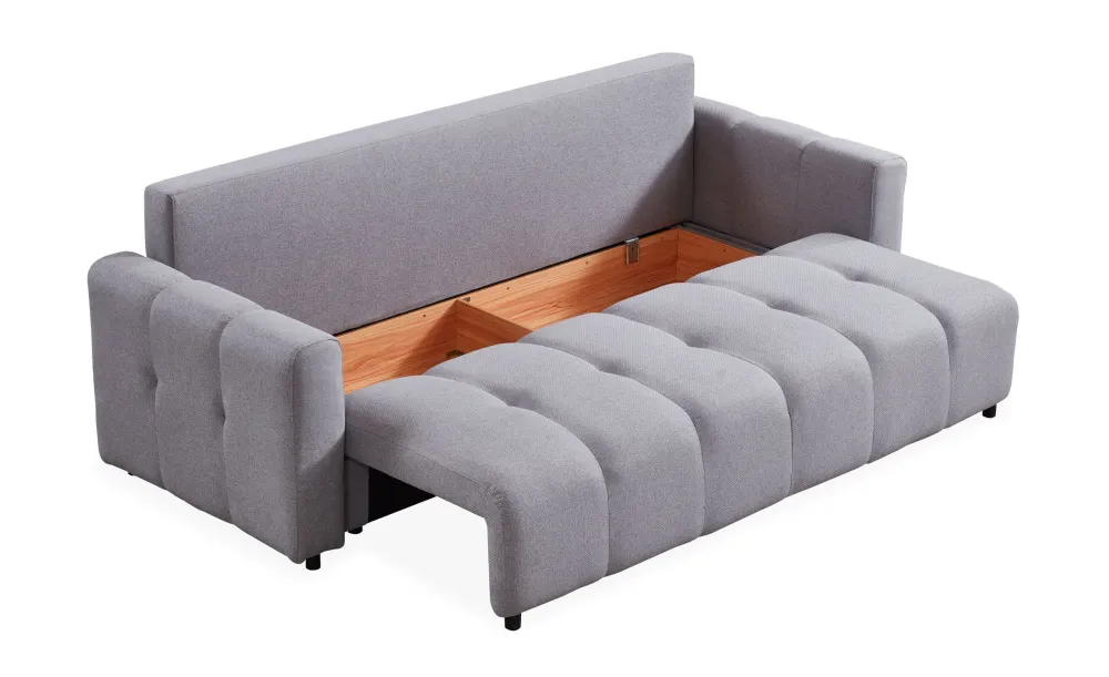 Divano letto 3 posti Stylian Tessuto Grigio distinto