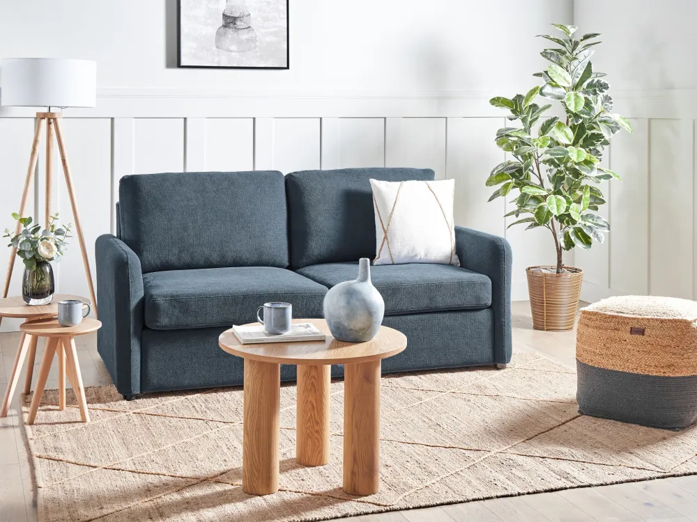 Divano letto 3 posti tessuto blu marino BENNAS