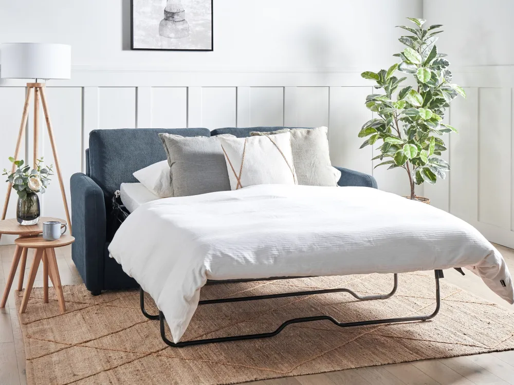 Divano letto 3 posti tessuto blu marino BENNAS