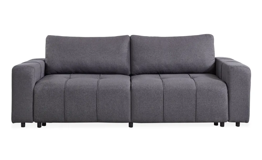 Divano letto 3 posti Tessuto effetto lino Cloudy Grigio tenebroso