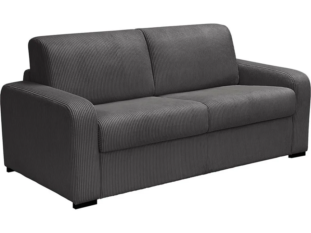 Divano letto 3 posti Velluto coste Antracite con materasso 18 cm BEVIS