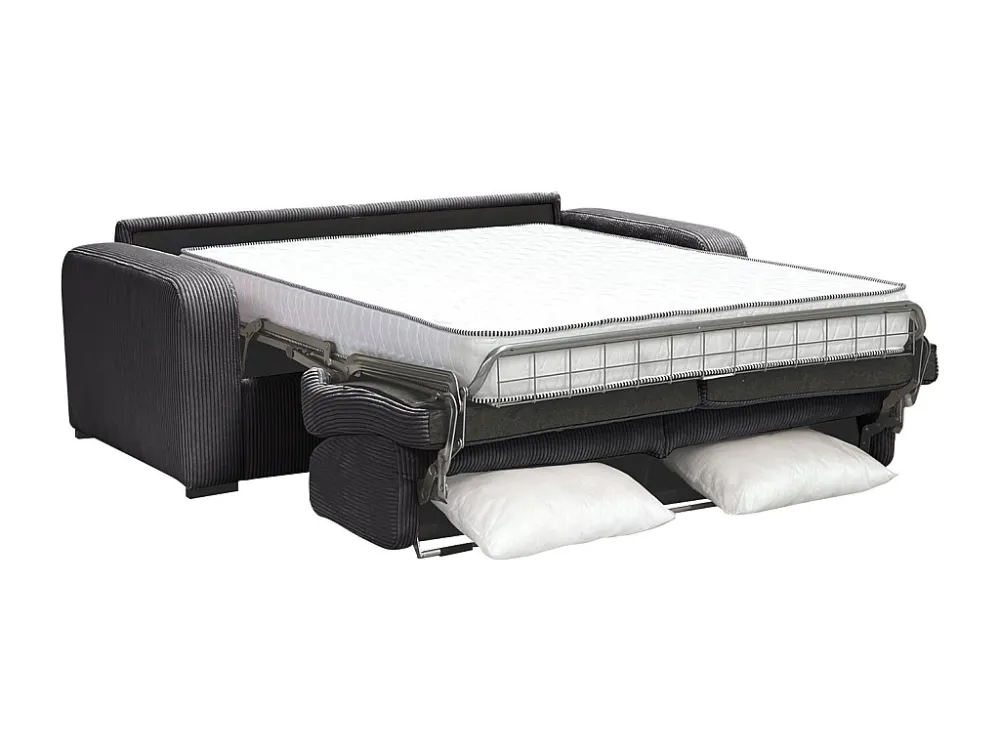 Divano letto 3 posti Velluto coste Antracite con materasso 18 cm BEVIS