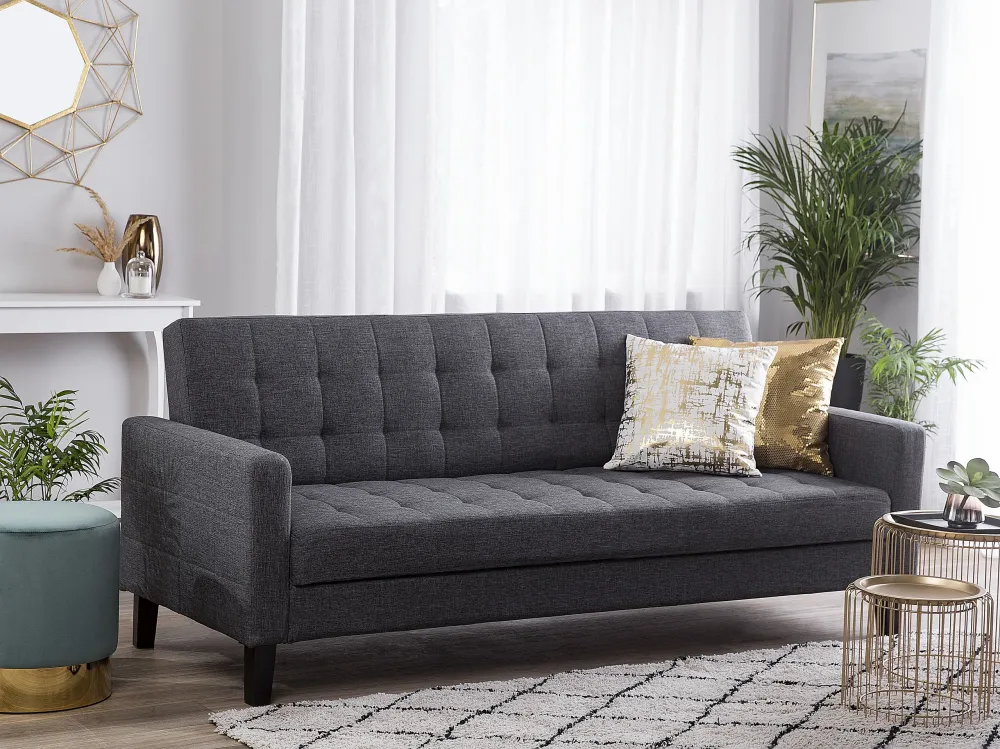 Divano letto tessuto grigio nero VEHKOO