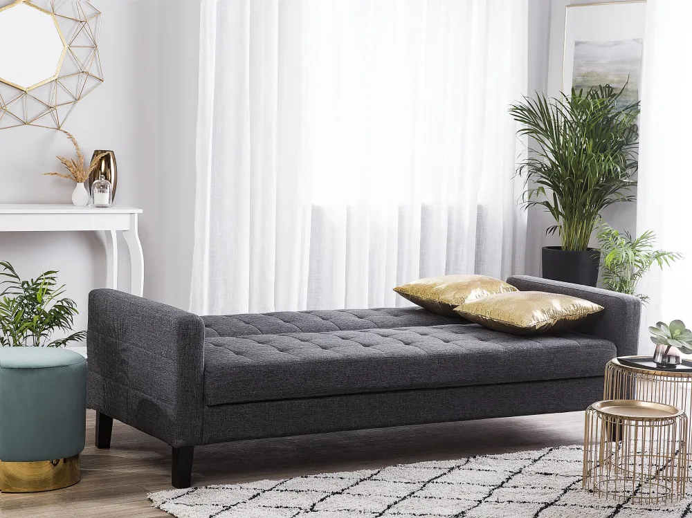 Divano letto tessuto grigio nero VEHKOO