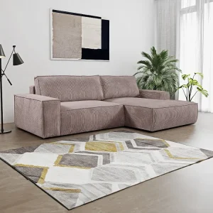 Divano letto Velluto coste Viola trasparente Angolo destra AMELIA di PASCAL MORABITO