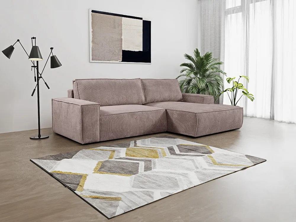 Divano letto Velluto coste Viola trasparente Angolo destra AMELIA di PASCAL MORABITO