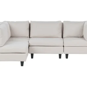 Divano modulare angolare tessuto beige distinto lato destro 4 posti UNSTAD